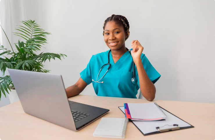 [Replace] Prospective learner filling out an application or being welcomed by an advisor